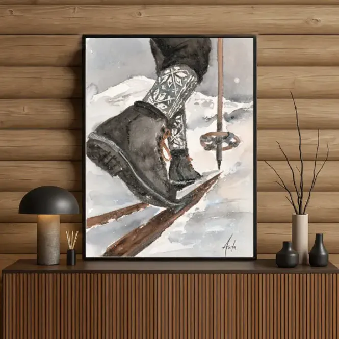 Hovedbilde Bilde ut på Ski 30x40 cm
