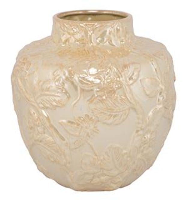 Hovedbilde Krukke / vase med blomstermotiv. Beige