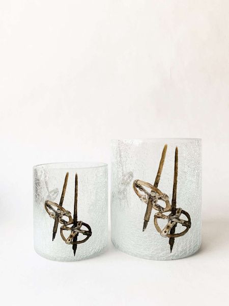 Hovedbilde Lysglass frostet og krakelert skistav, 11,5x13 cm