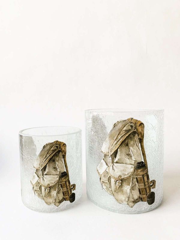 Lysglassfrostet og krakelert sekk, 11,5 x13 cm