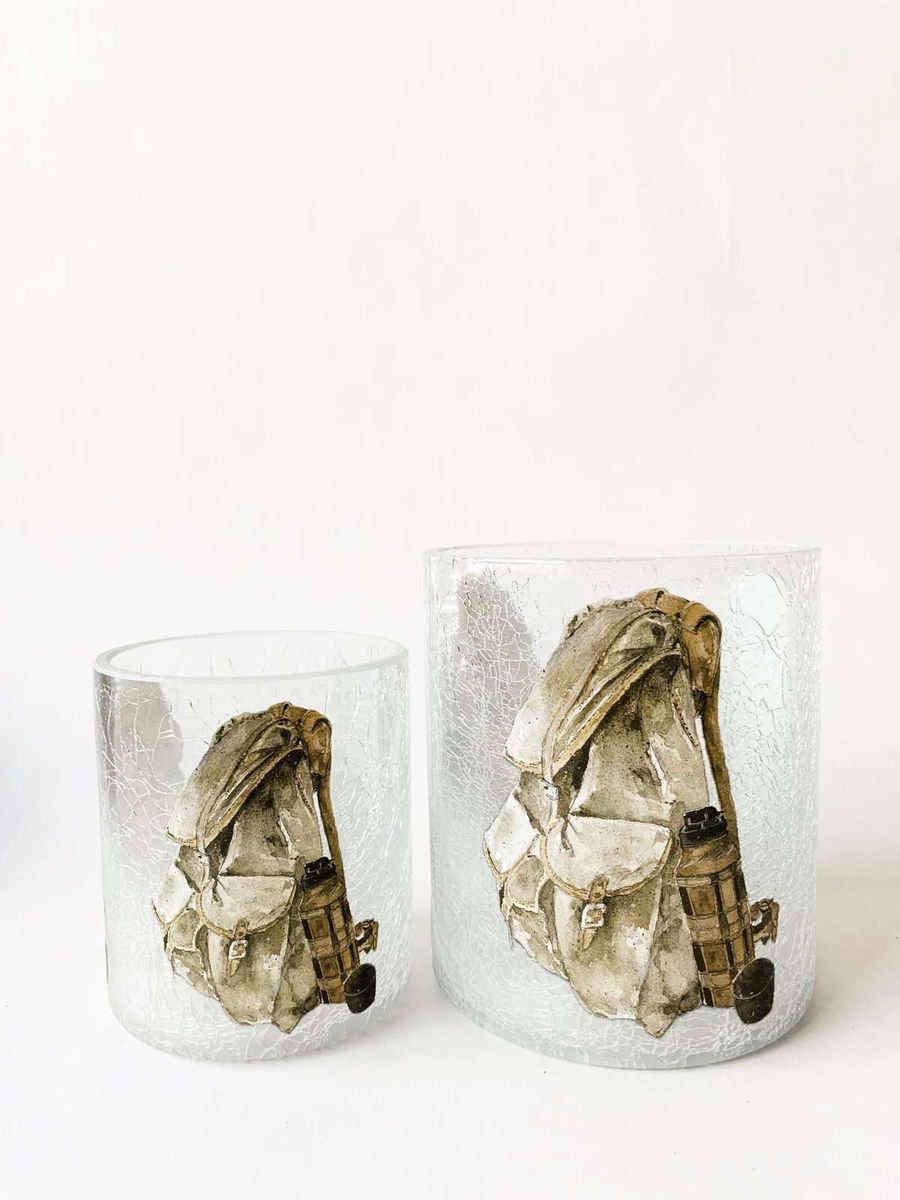 Lysglassfrostet og krakelert sekk, 11,5 x13 cm