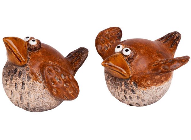 Hovedbilde Fugl sittende brun keramikk