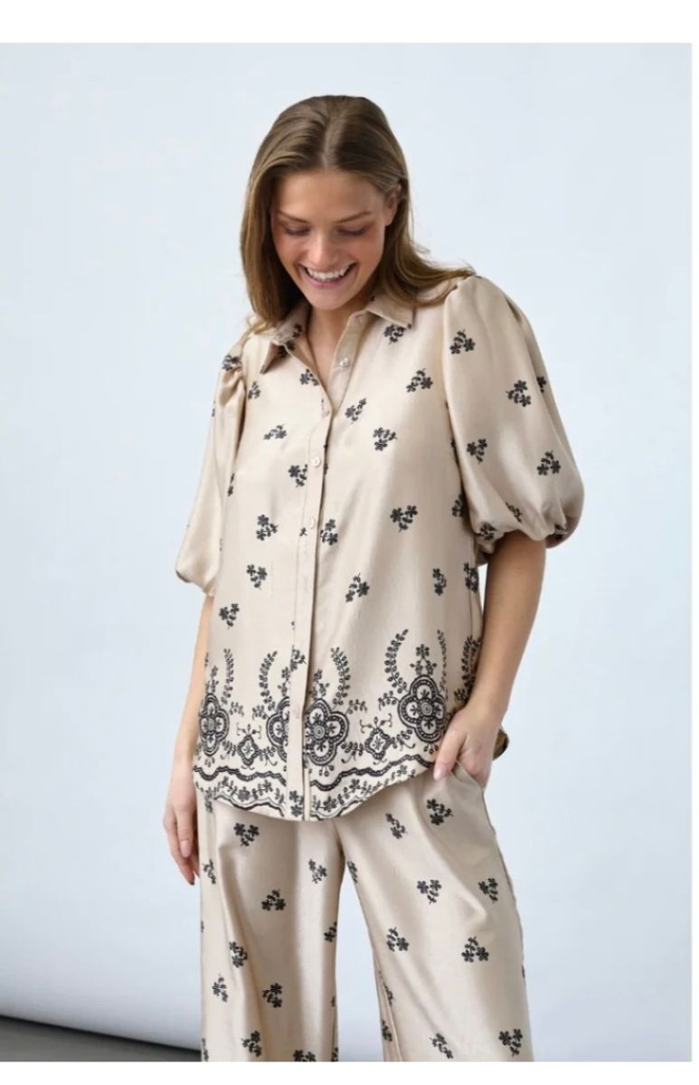 Ella blouse, champagne/ black