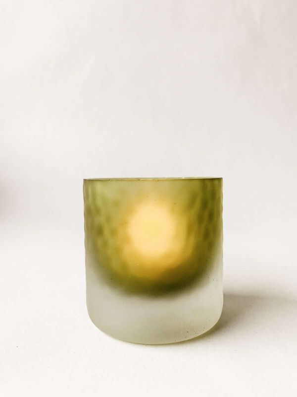 Lysglass matt grønn 6,5x6,5 cm